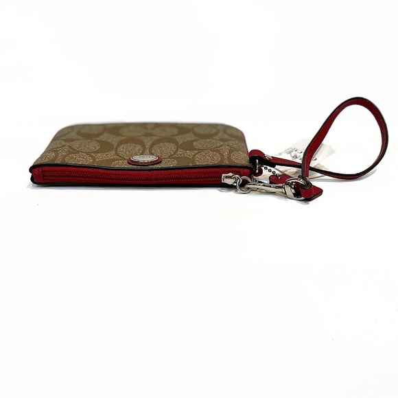 NWT Coach Khaki/Red Peyton Signature Small Wristlet - Picture 6 of 14